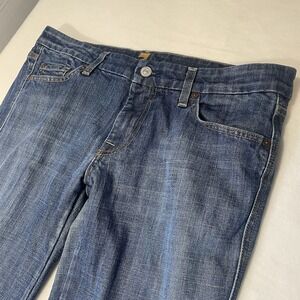 7 JEANS FOR ALL MANKIND DARK BLUE WASH CAPRI PANTS JEANS WOMENS SIZE 32 (34x24)